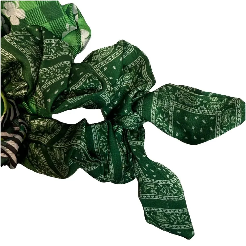 Bundle St Patrick’s Set Of 2 Leprechaun Hat Clips & 3 Pk Shamrock Scrunchies NEW